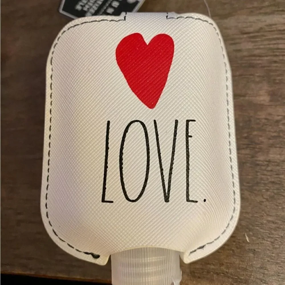 Rae Dunn LOVE Hand Sanitation Holder w/ Travel Bottle & Key Chain NEW Heart